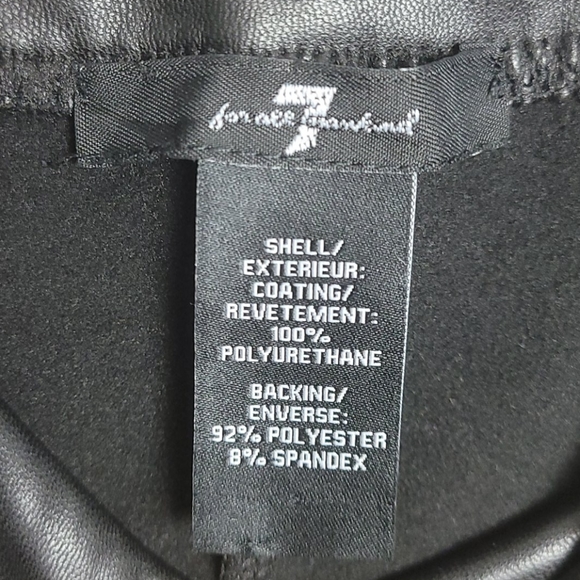 7 For All Mankind Faux Leather Leggings Black - Picture 6 of 8